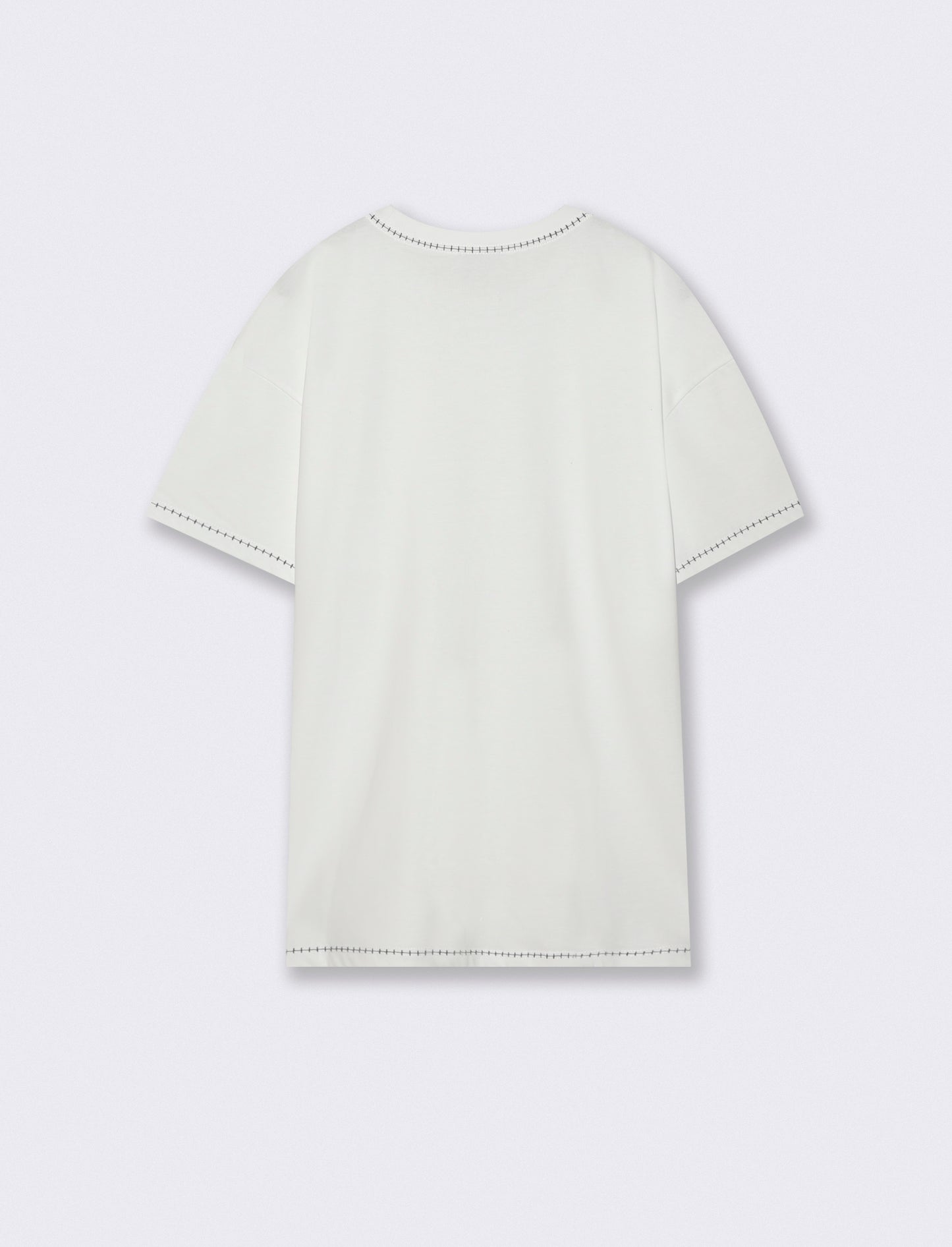 T-shirt heavy weight con impunture a contrasto - Bianco