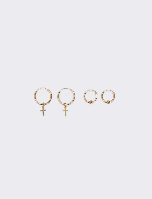 Orecchini pendenti con croce elegante - Oro
