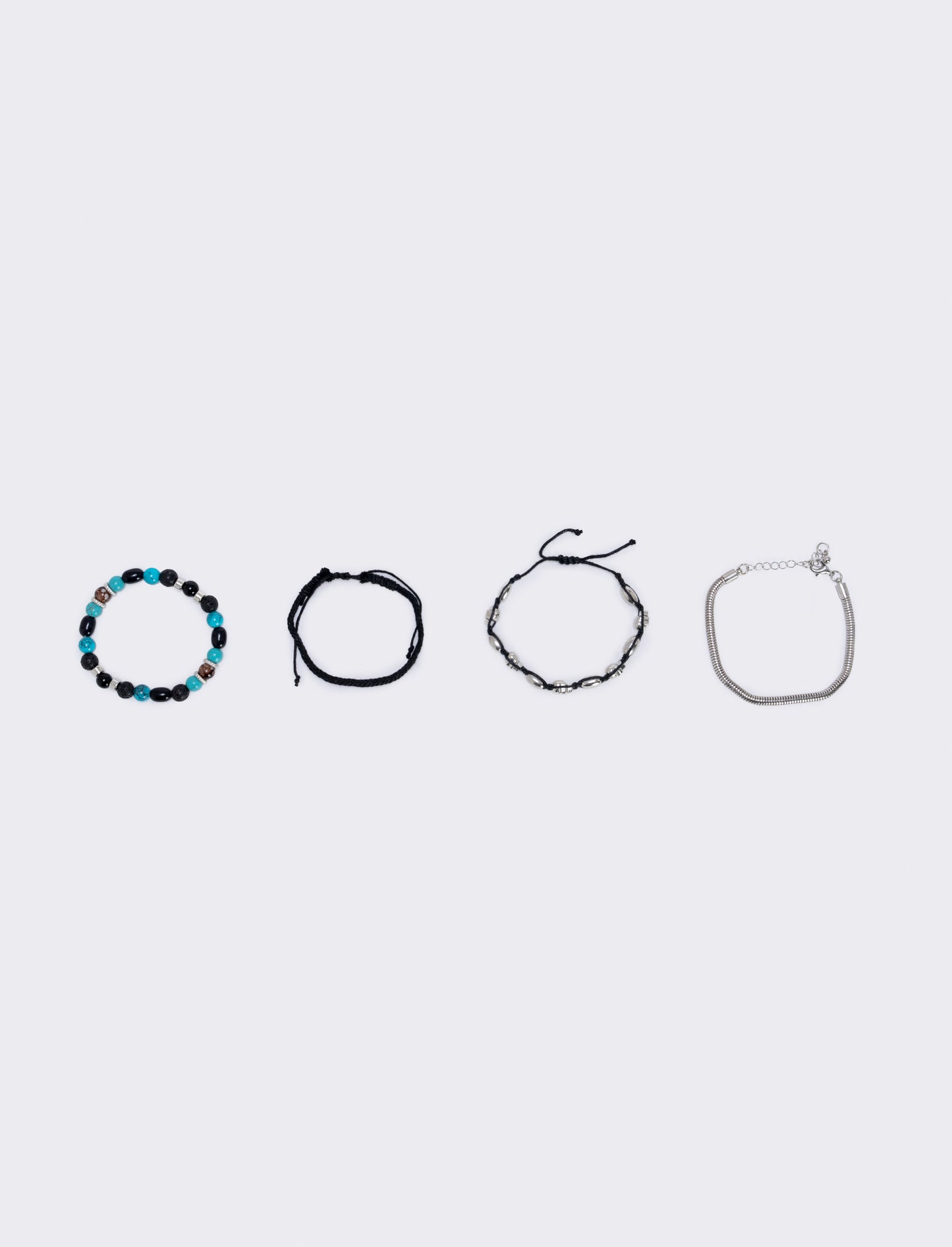 Three-Strand Bracelet with Skull and Beads - Sky blue