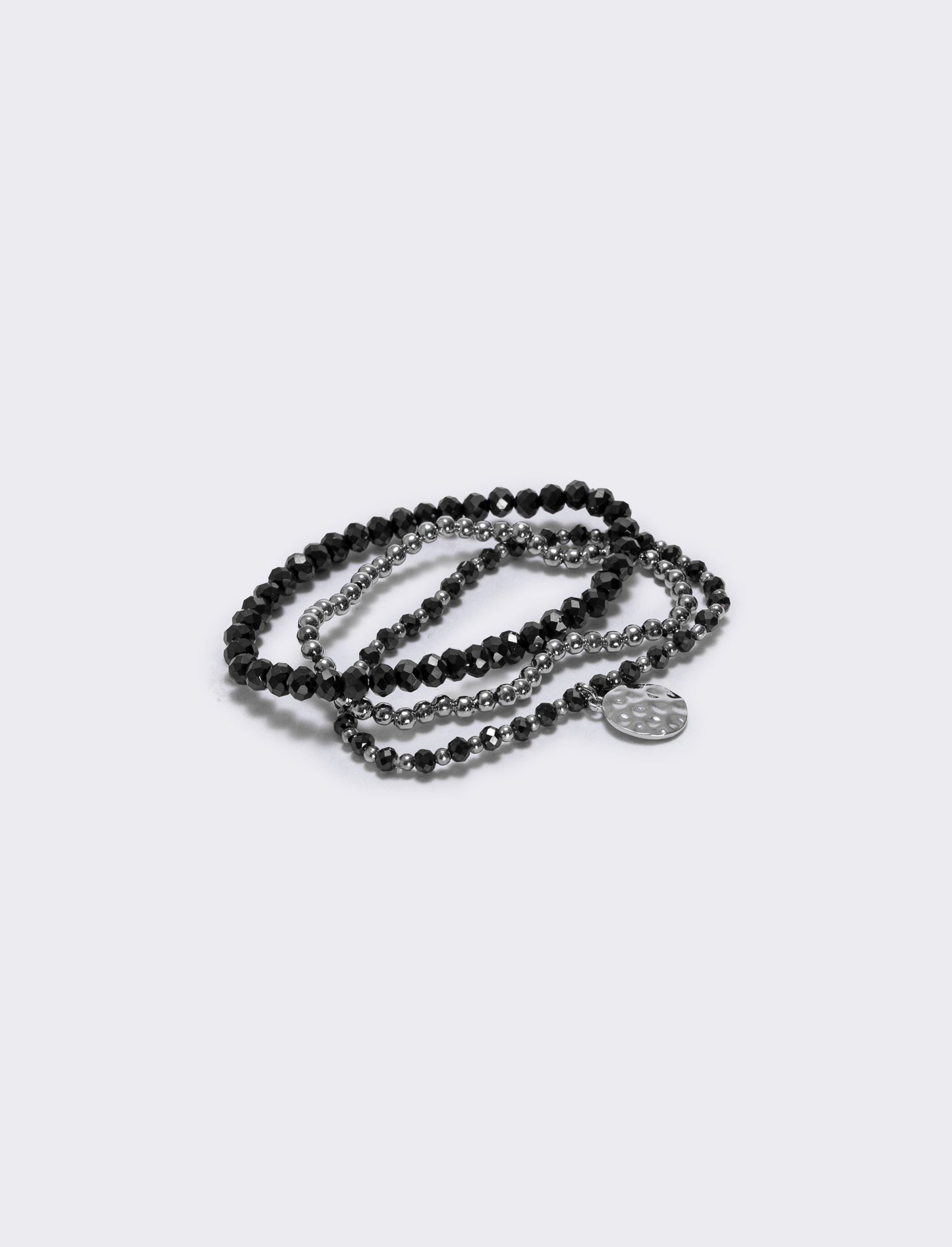 Bracciale tre fili con medaglina - Nero