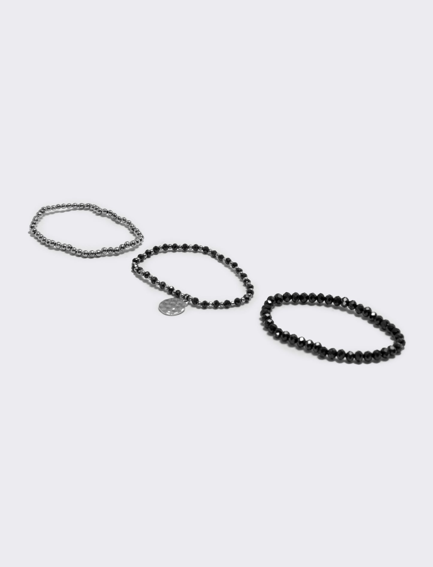 Bracciale tre fili con medaglina - Nero