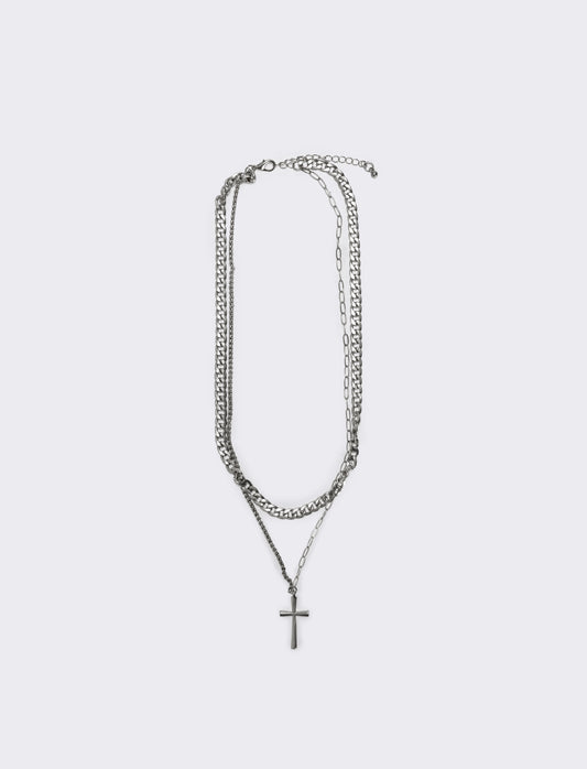 Collana lunga con perline e ciondolo - Multicolore