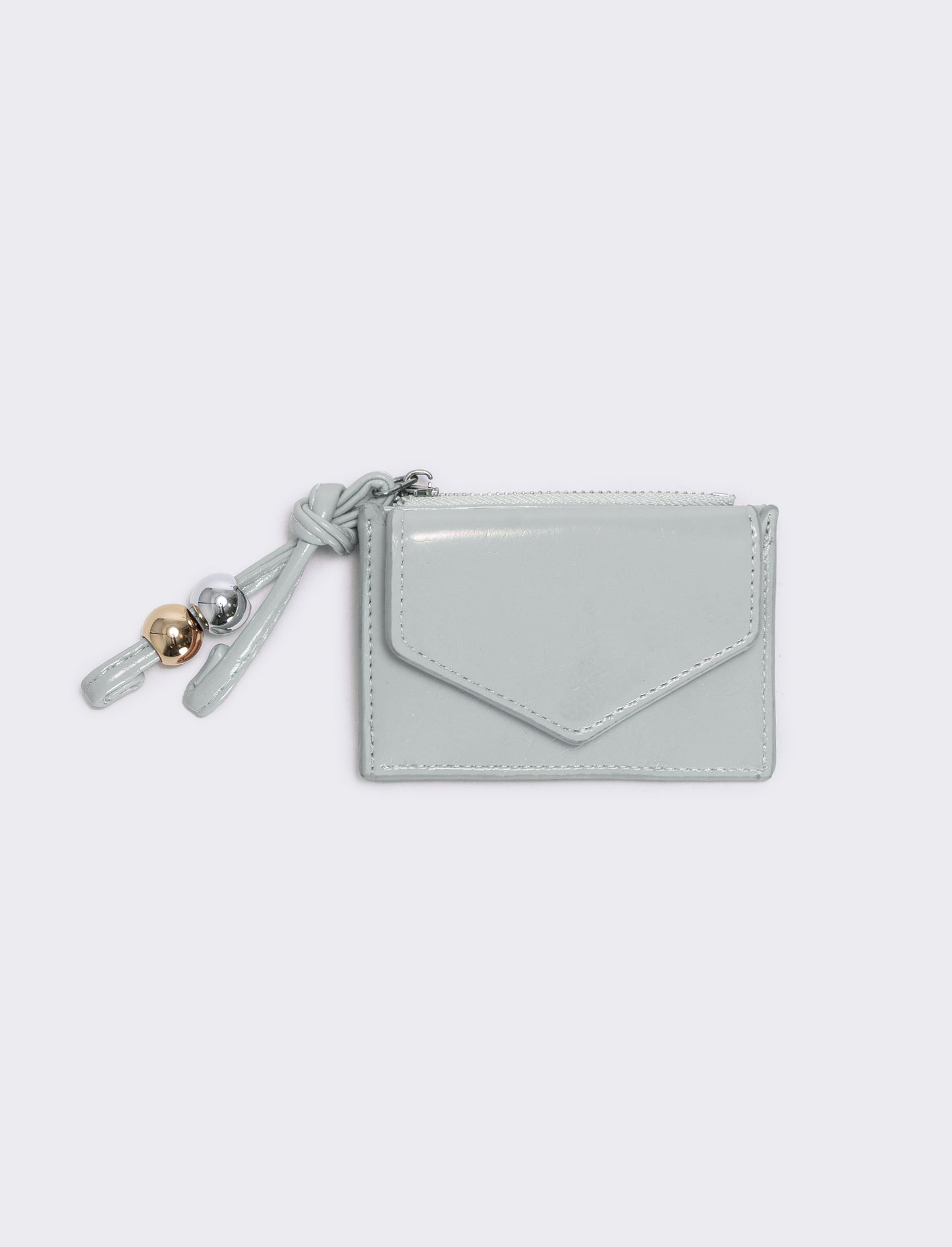 Glossy coin purse with pocket for her - Sky blue