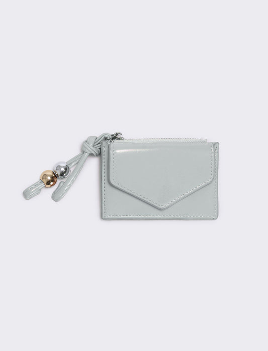Glossy coin purse with pocket for her - Sky blue