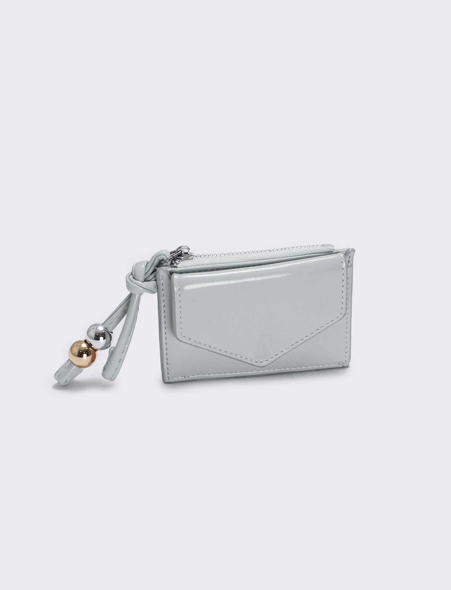 Glossy coin purse with pocket for her - Sky blue
