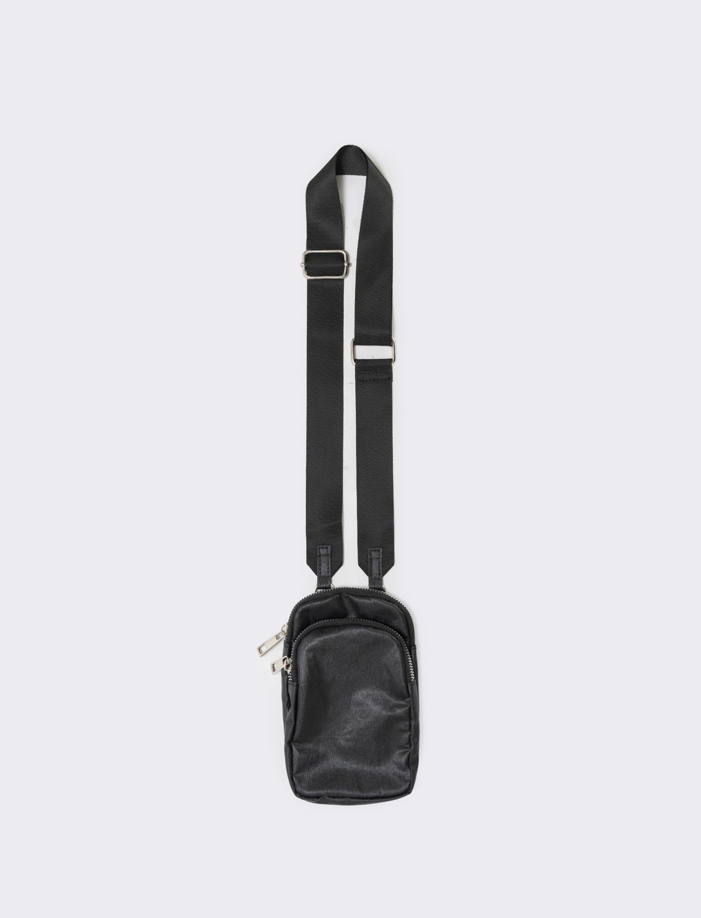 Double Pocket Phone Holder with Shoulder Strap - Black