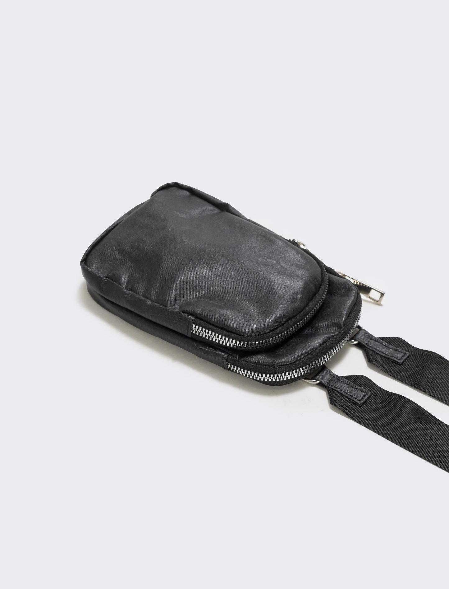 Double Pocket Phone Holder with Shoulder Strap - Black