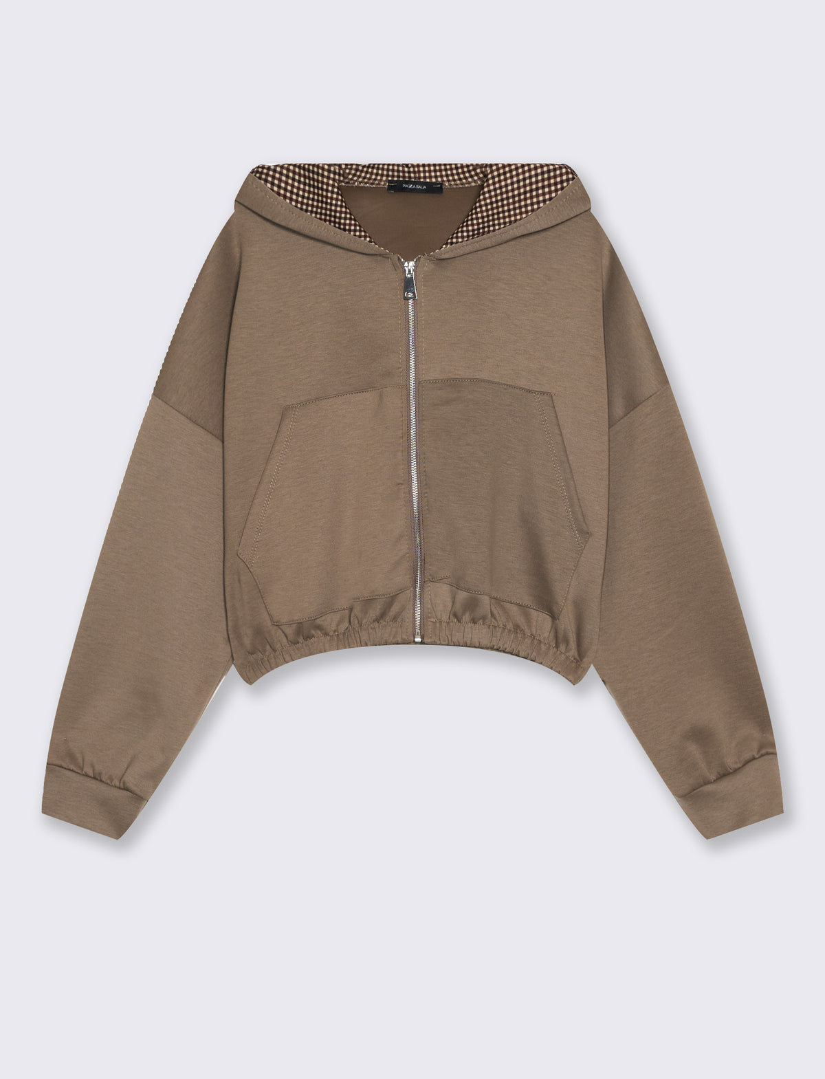 Felpa con zip e cappuccio - Grigio fango