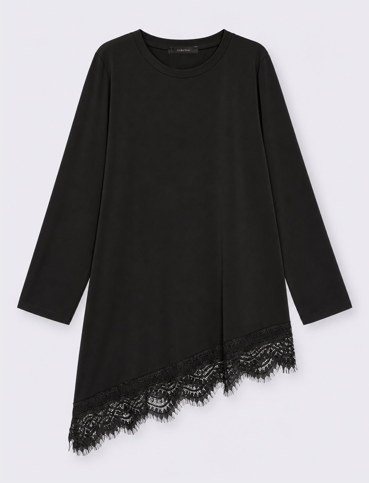 Maglia con pizzo al fondo - Nero