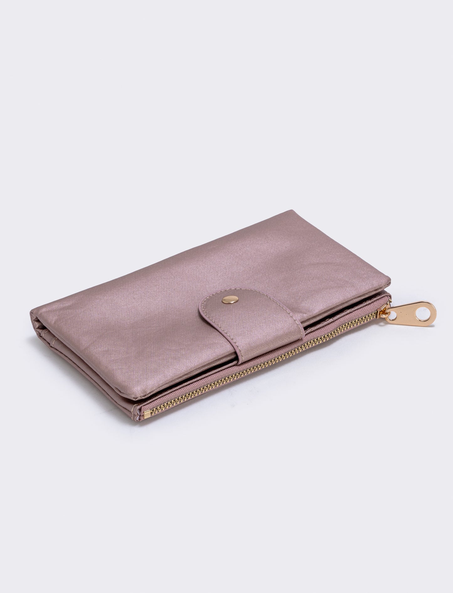 Portafogli grande con zip e bottone - Rosa
