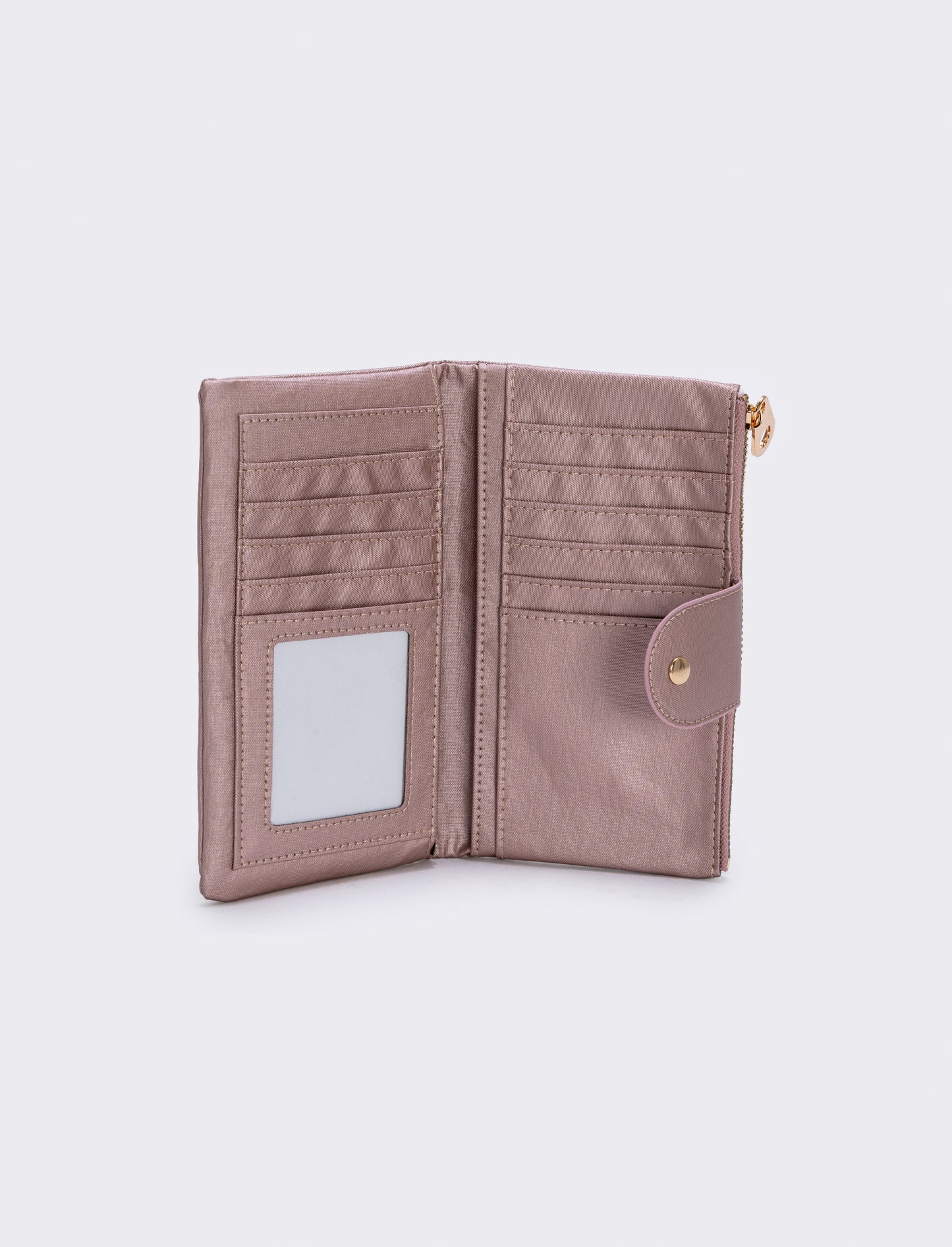 Portafogli grande con zip e bottone - Rosa