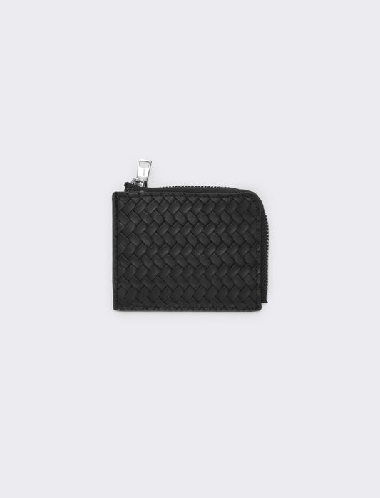 Woven Wallet with Elegant Zip - Black
