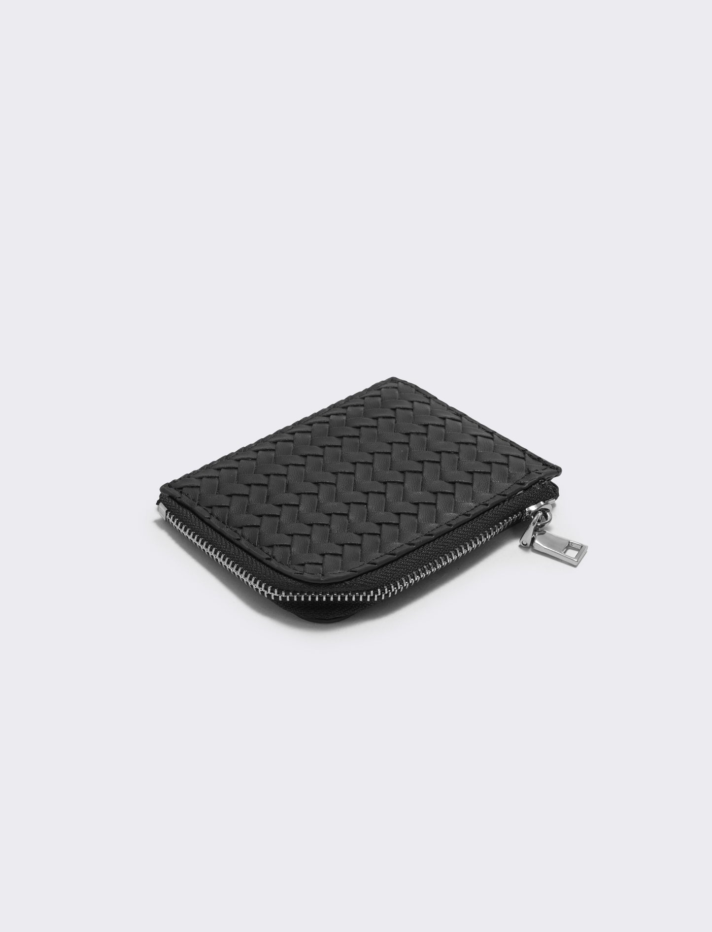 Woven Wallet with Elegant Zip - Black