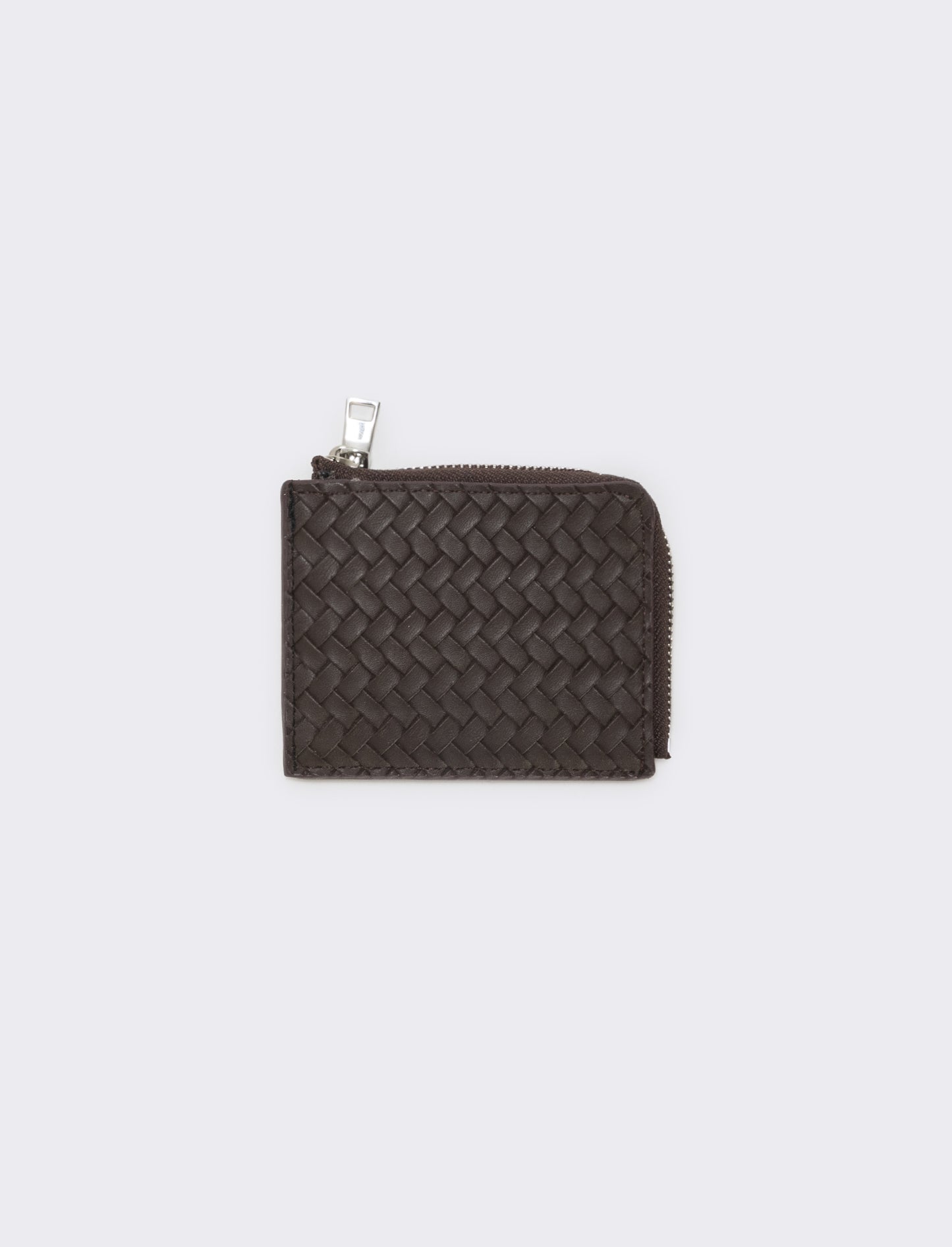 Portafogli intrecciato con zip elegante - Marrone