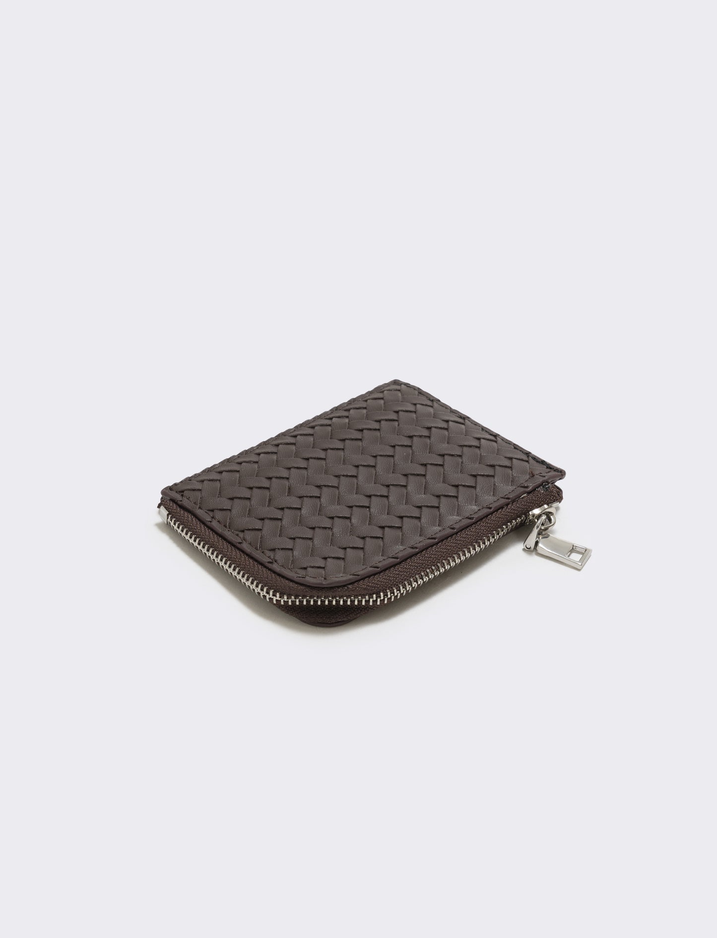 Portafogli intrecciato con zip elegante - Marrone