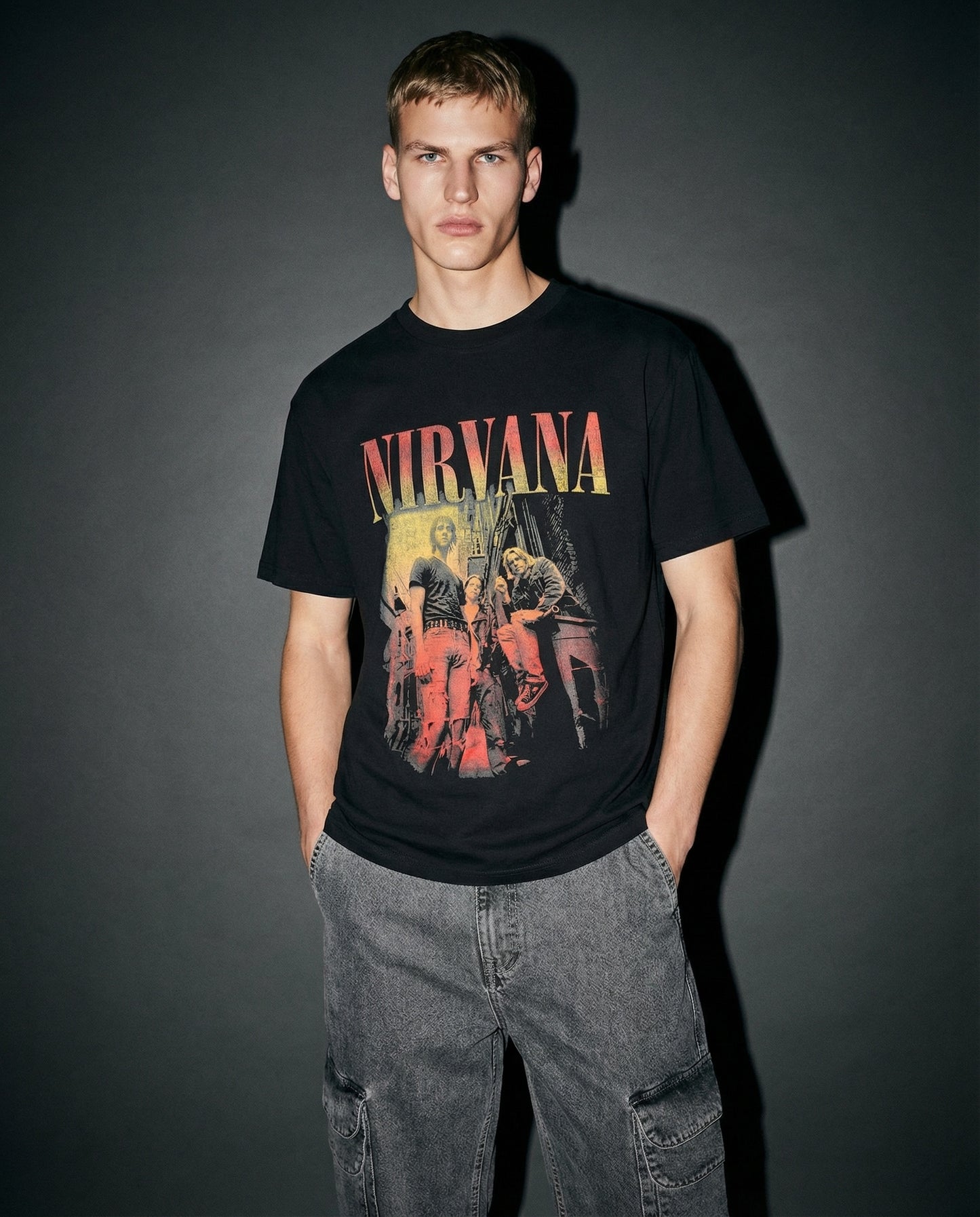 T-Shirt Nirvana Girocollo Maniche Corte - Nero