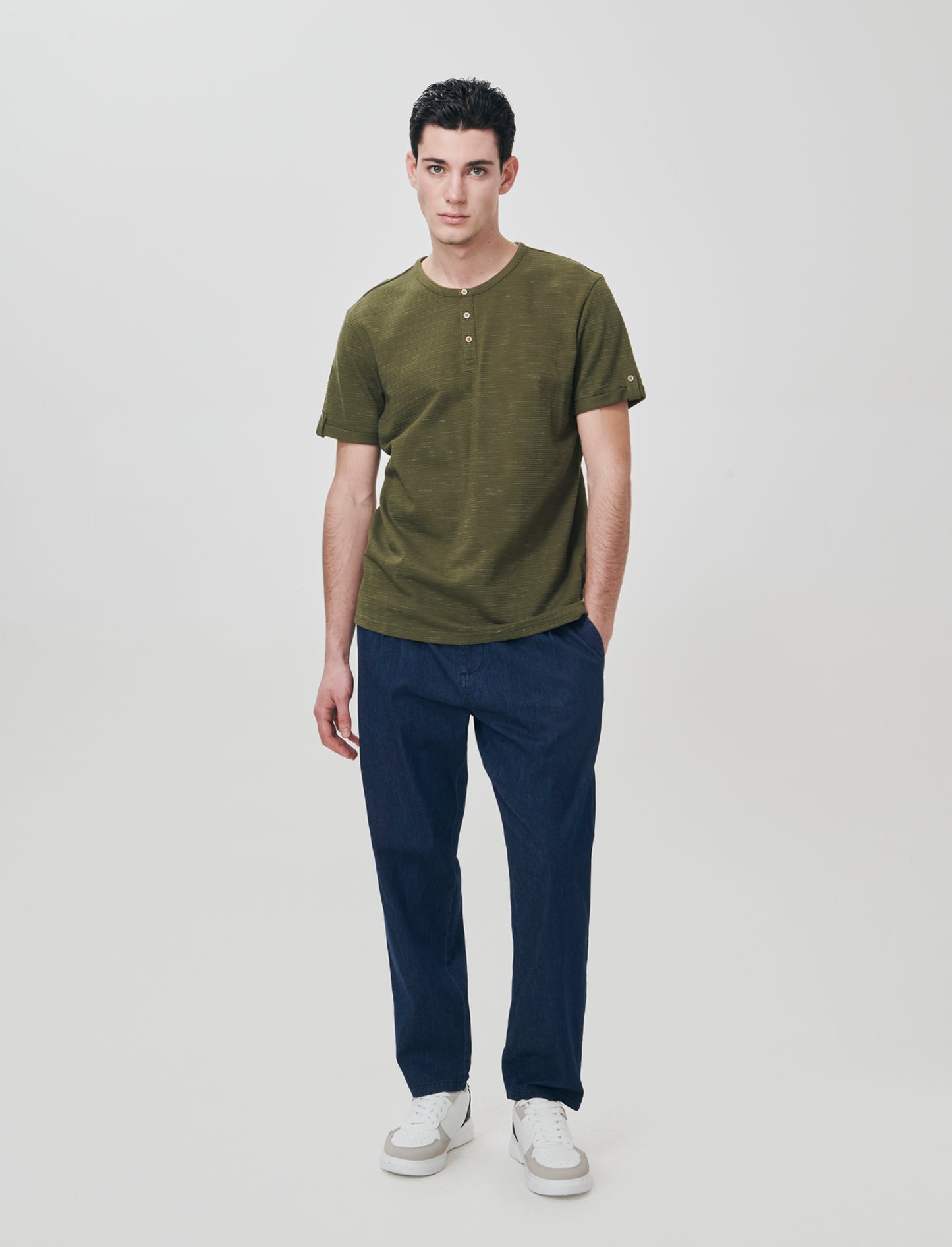 Jeans Chino Jogger Blu Scuro Effetto Slavato - Denim