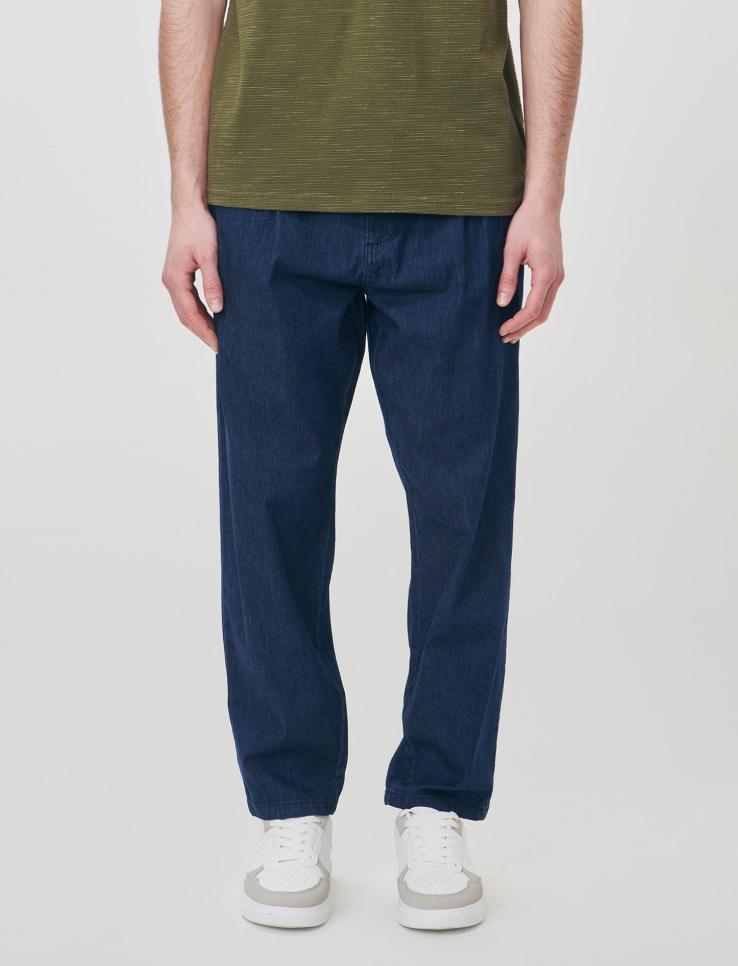 Jeans Chino Jogger Blu Scuro Effetto Slavato - Denim