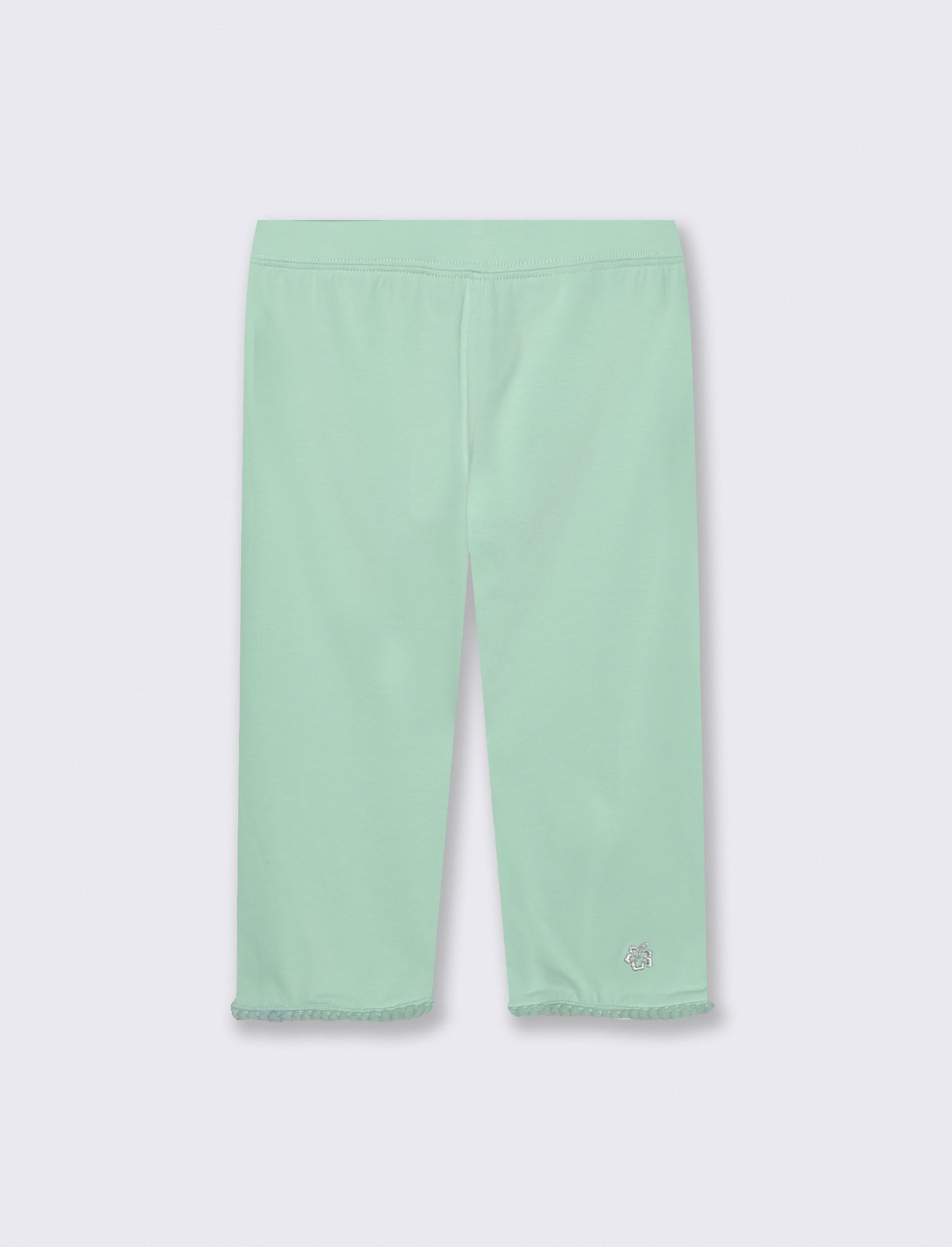 Three-Quarter Length Stretch Cotton Leggings - Green