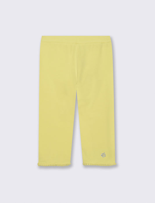 Leggings tre quarti in cotone elasticizzato - Giallo