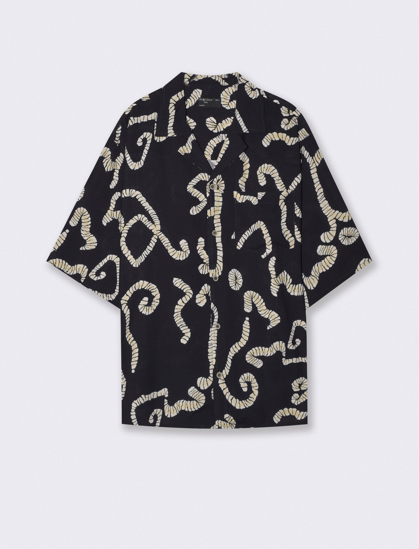 Camicia boxy fit in tessuto goffrato - Nero