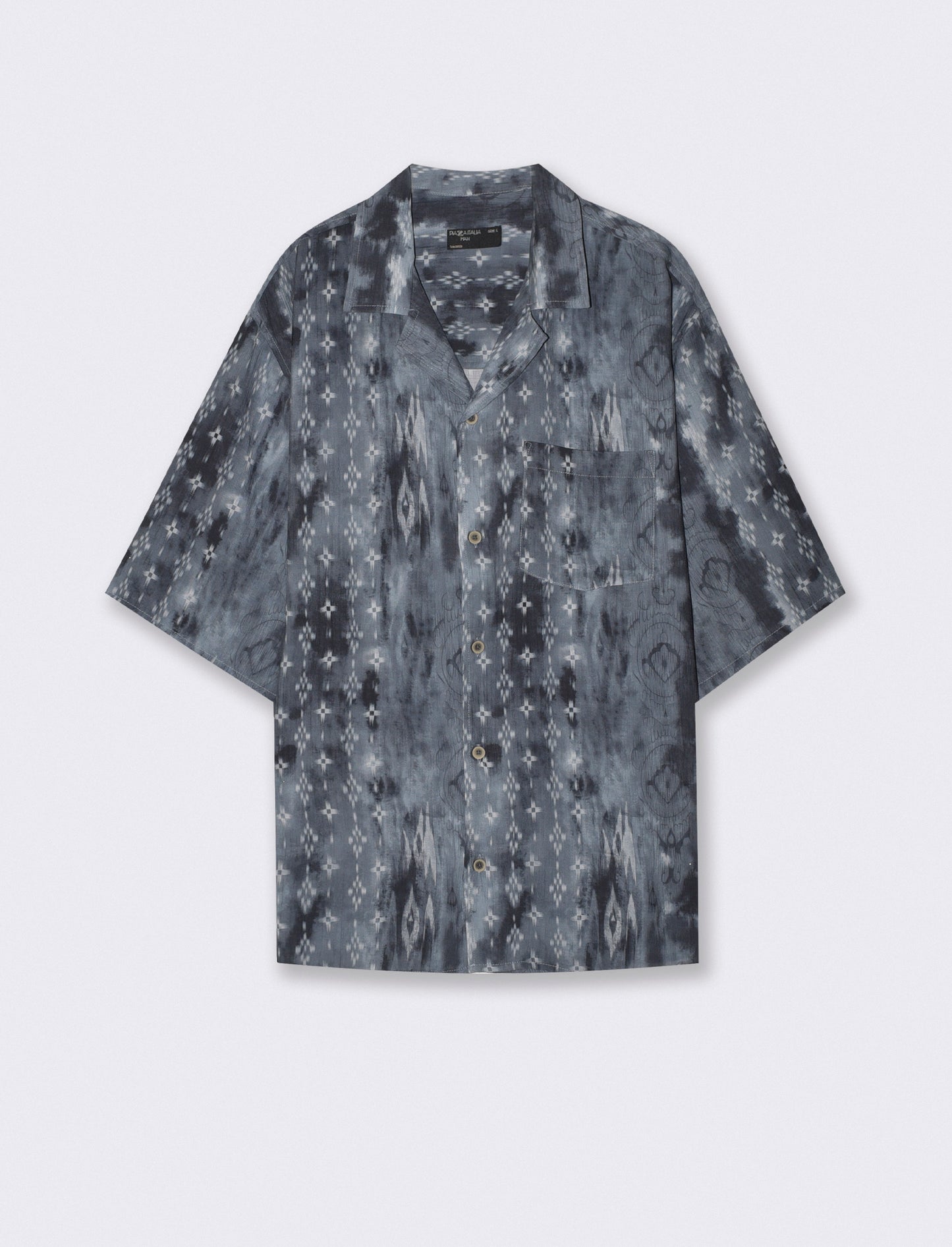 CAMICIA IN TESSUTO GOFFRATO STAMPATO - Grigio