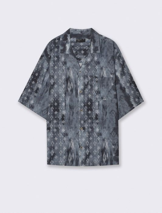 Camicia boxy fit in tessuto goffrato - Grigio