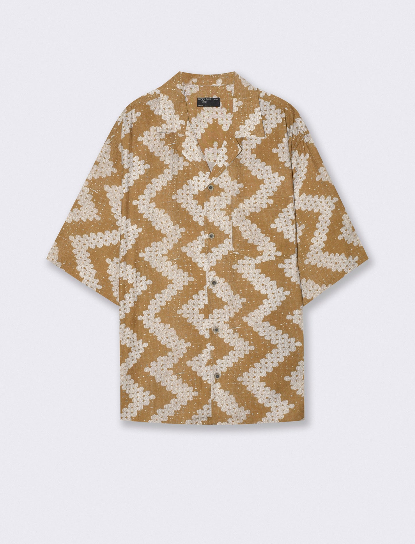 Camicia boxy fit in tessuto goffrato - Cammello