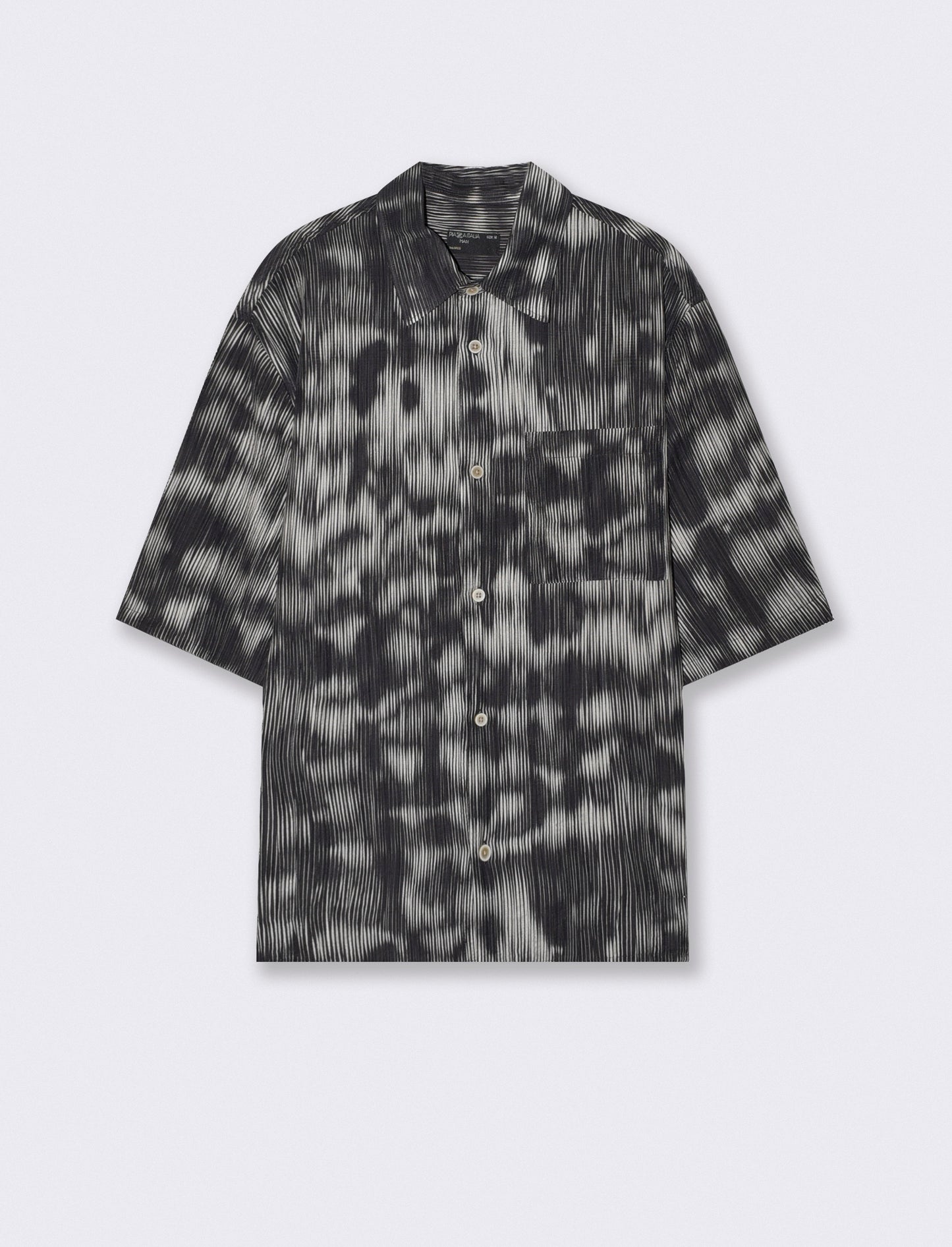 CAMICIA IN TESSUTO PLISSETTATO FANTASIA ASTRATTA - Nero