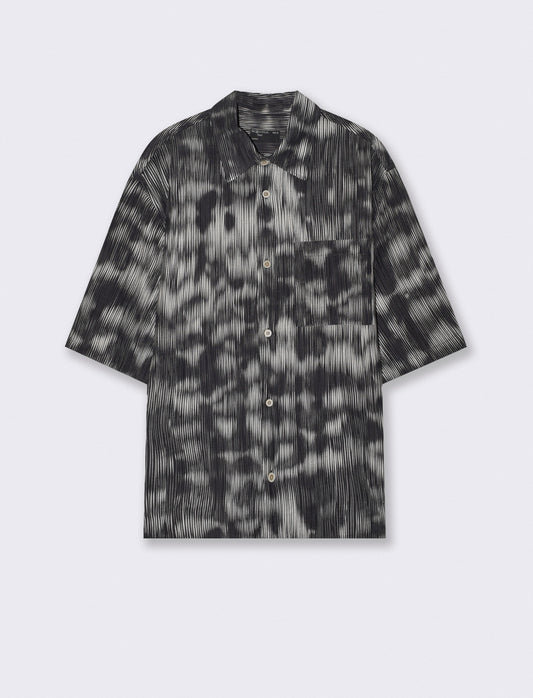 Pleated shirt with abstract print - Black