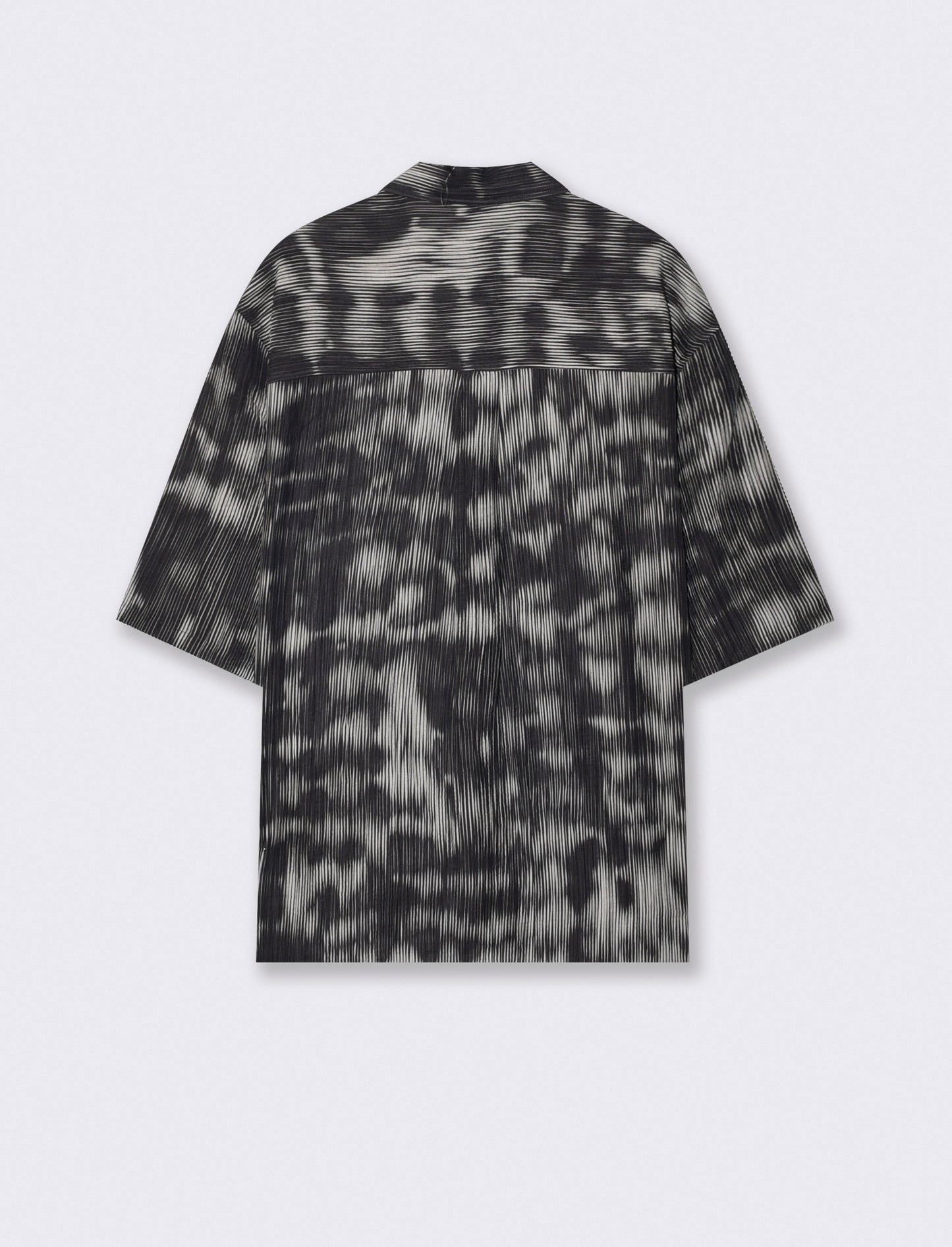 CAMICIA IN TESSUTO PLISSETTATO FANTASIA ASTRATTA - Nero