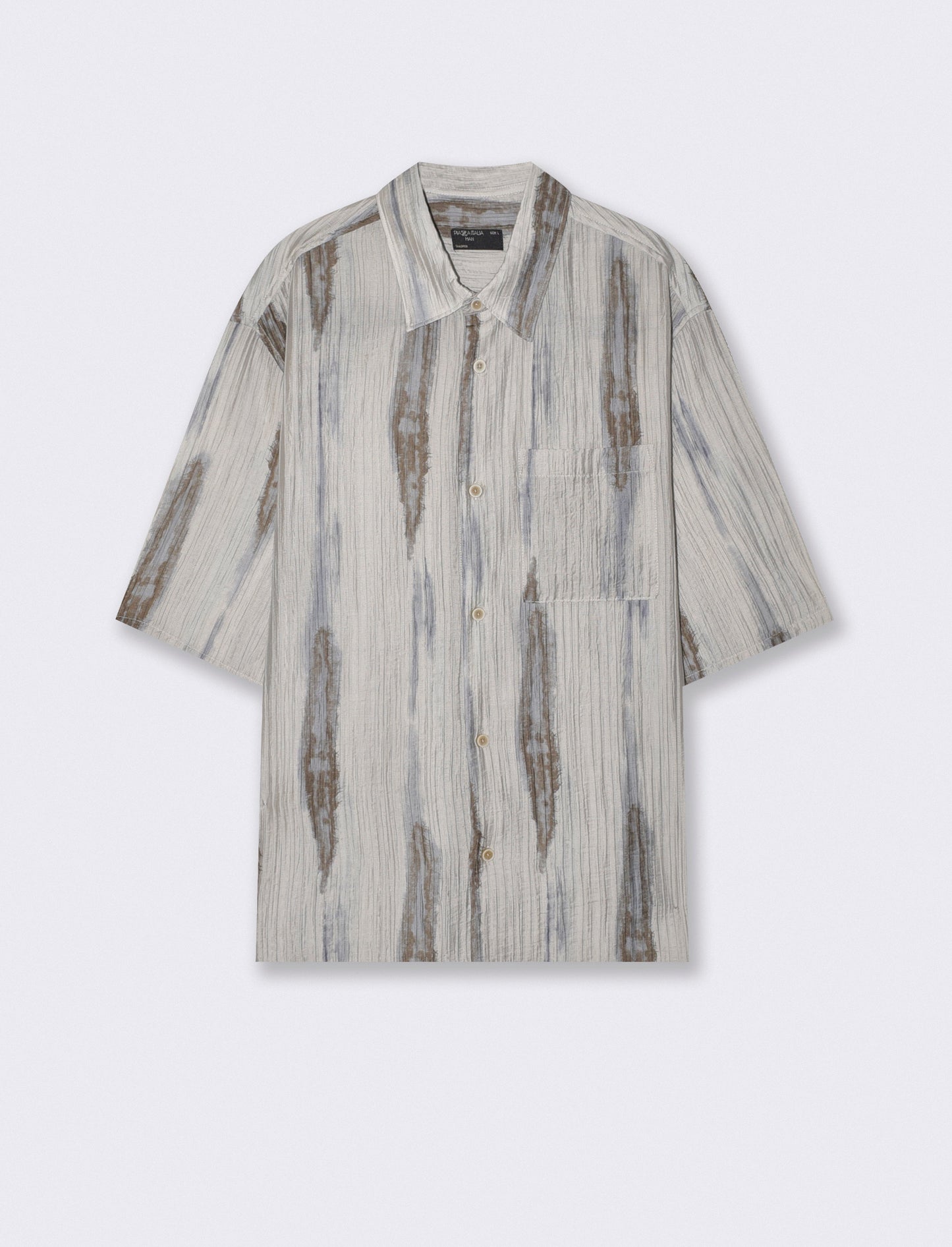 CAMICIA IN TESSUTO PLISSETTATO FANTASIA ASTRATTA - Grigio