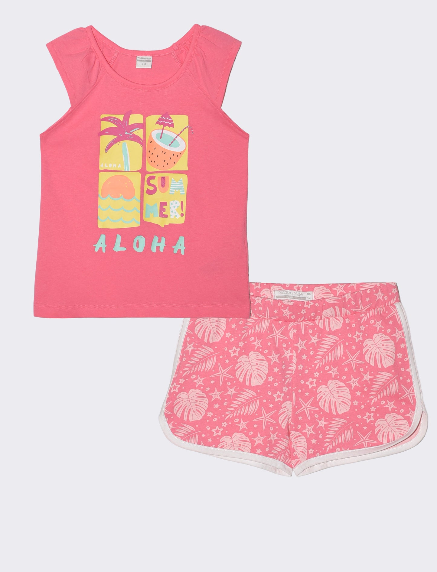 Set 2 pack canotta e shorts estivi bambina - Rosa