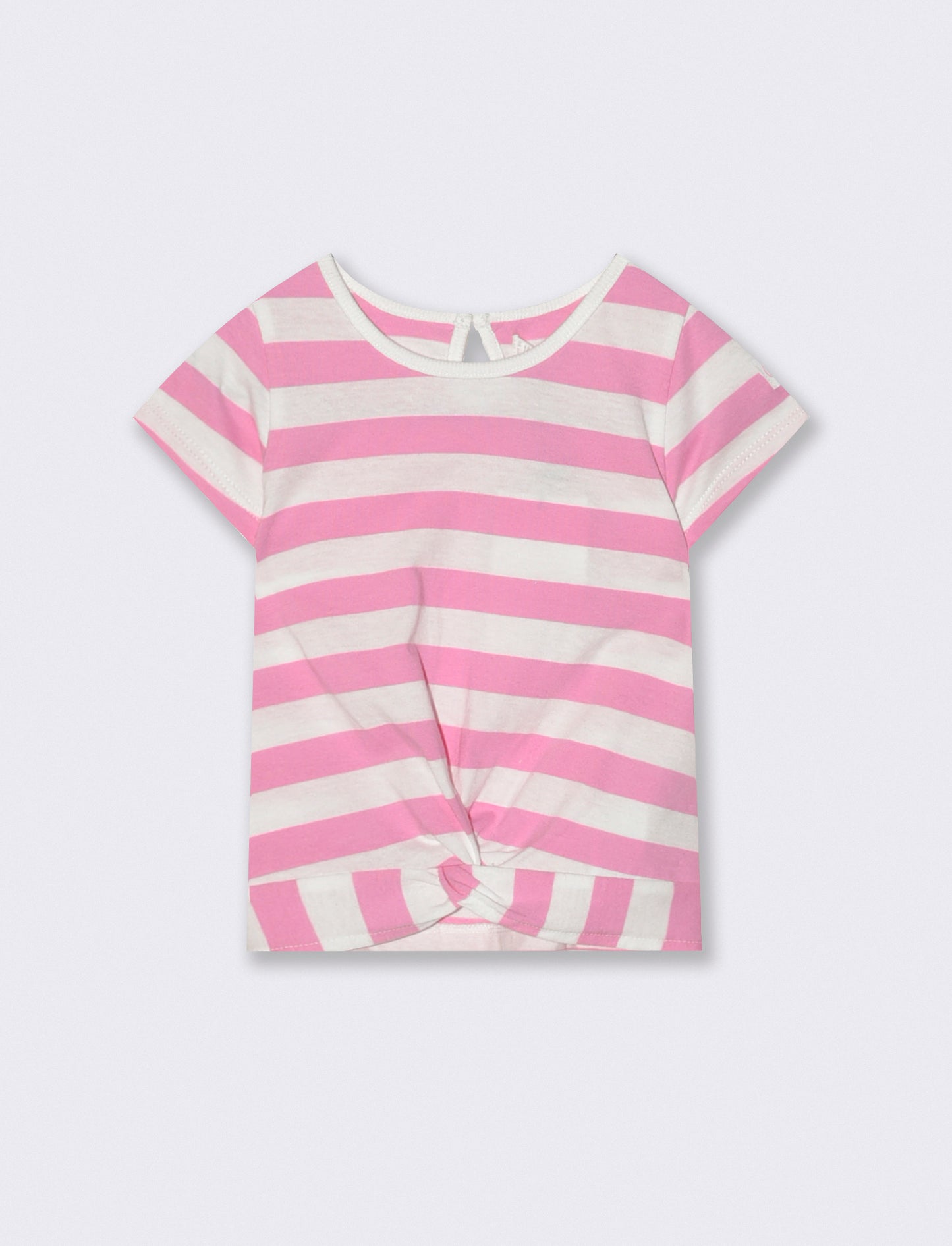 Striped T-shirt with front crossover - Pink