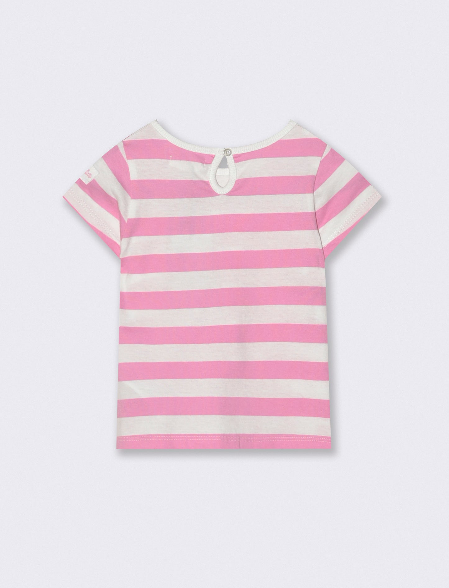 Striped T-shirt with front crossover - Pink