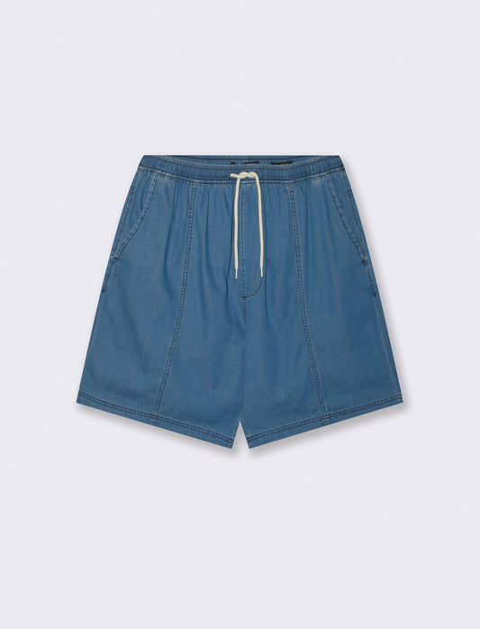 Bermuda Jogger in Lightweight Denim 100% Cotton - Blue