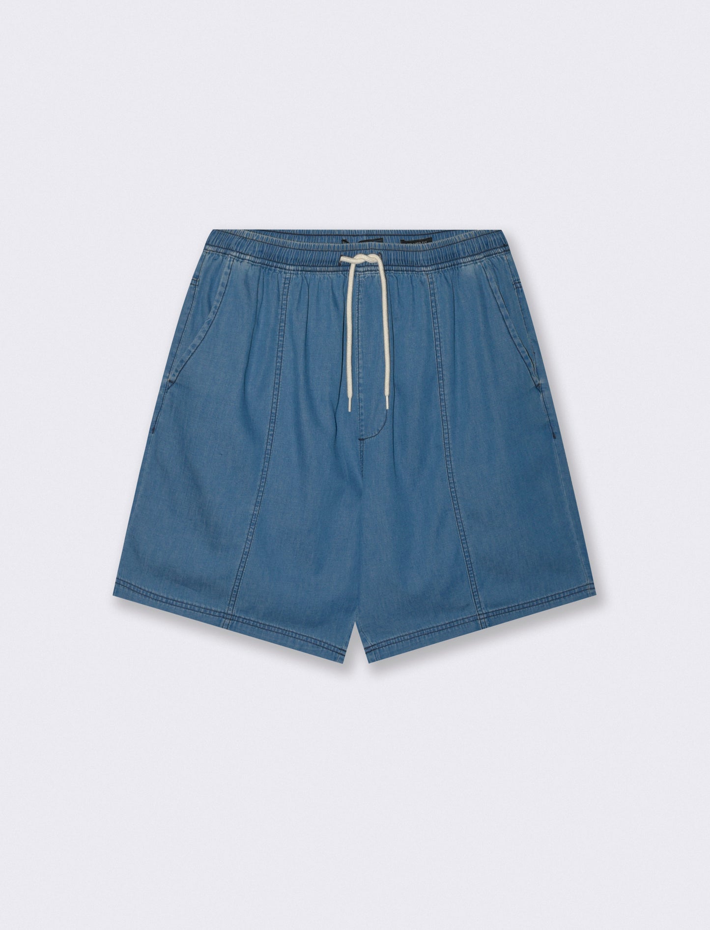 BERMUDA DA SET IN DENIM LEGGERO CON VITA JOGGER - Denim