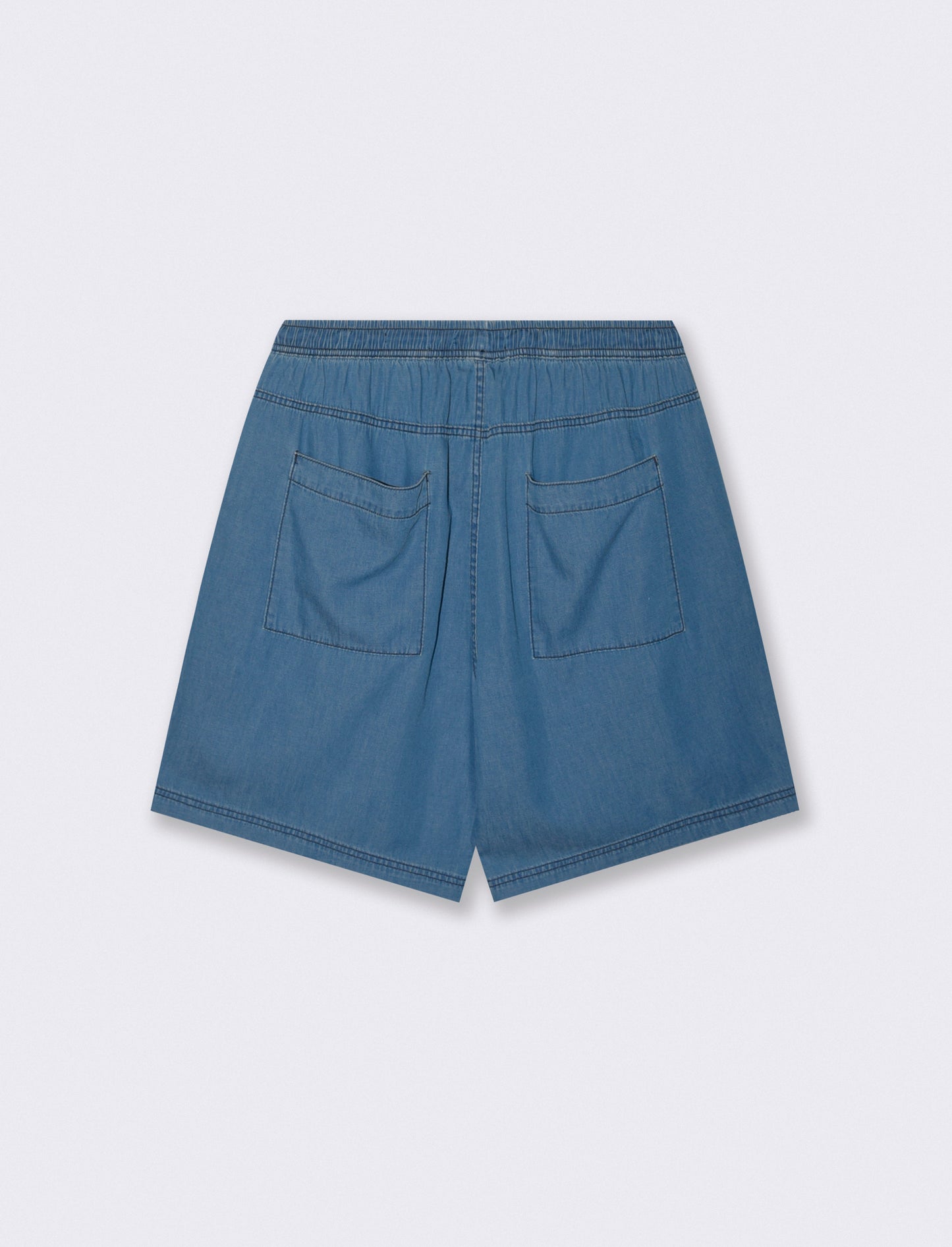 BERMUDA DA SET IN DENIM LEGGERO CON VITA JOGGER - Denim