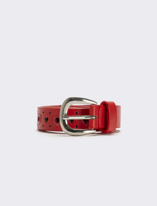 Belt with decorative heart-shaped loops - Red