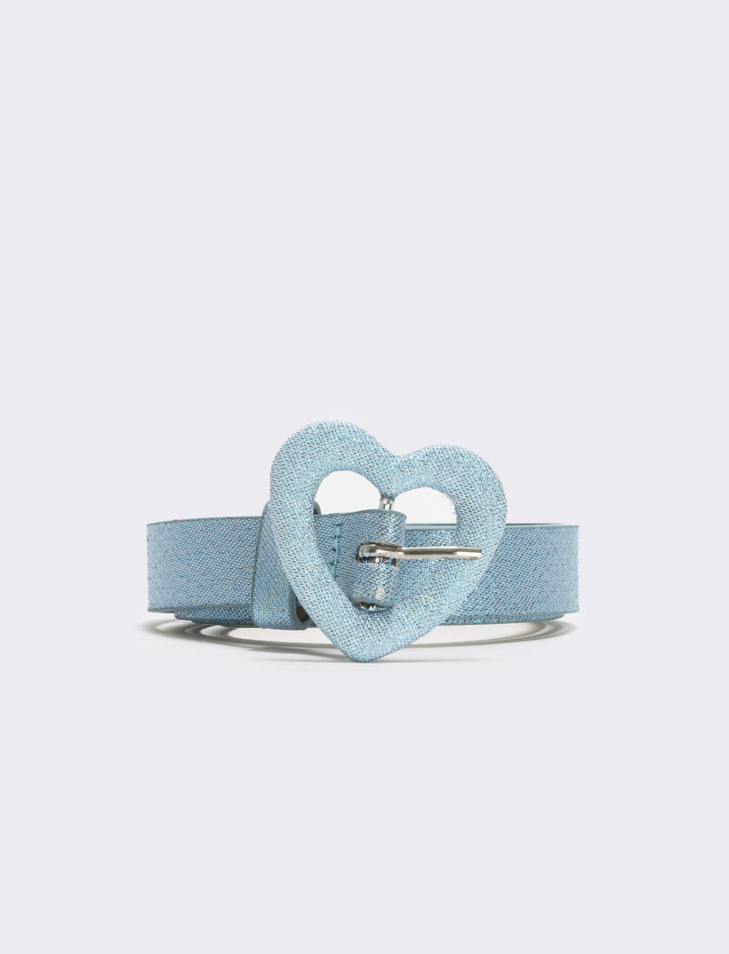 Lurex belt with heart buckle - Blue