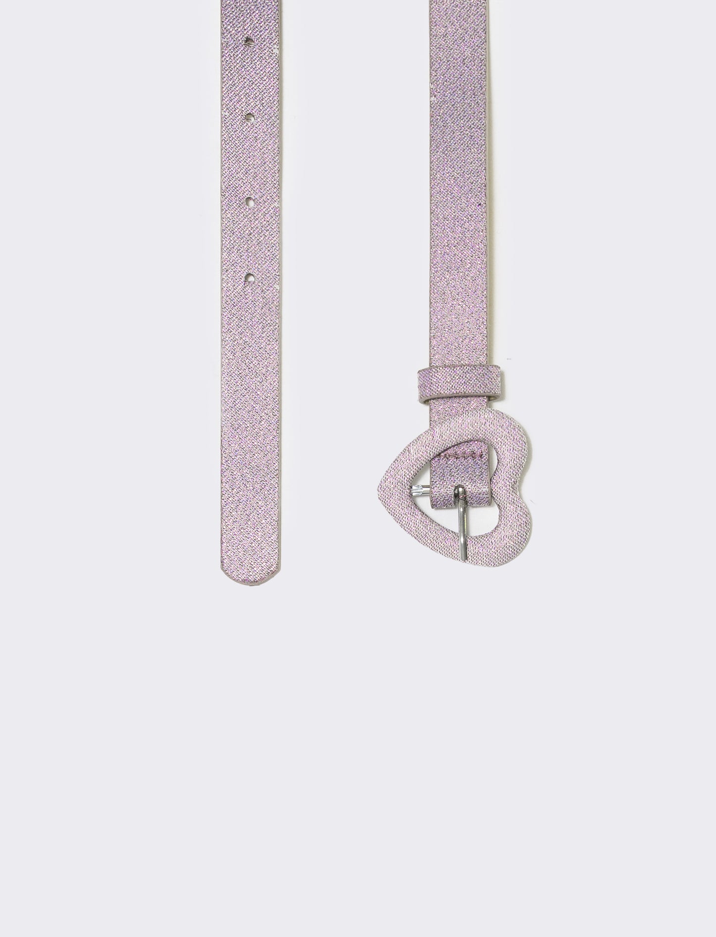 Lurex belt with heart buckle - Pink