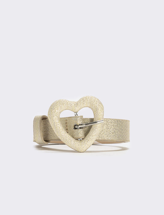 Cintura lurex con fibbia a cuore - Oro