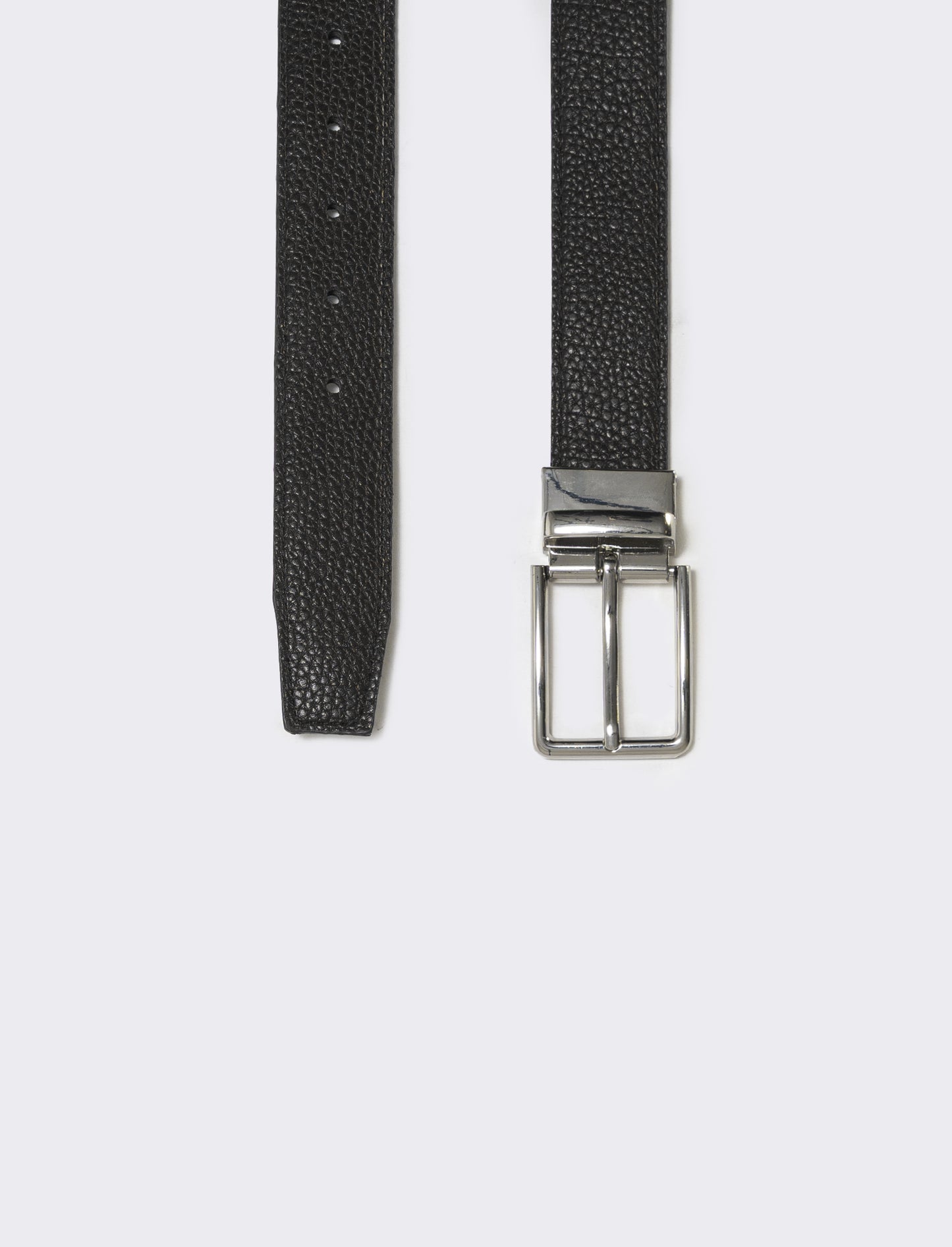 Double face belt in croc and smooth finish - Black