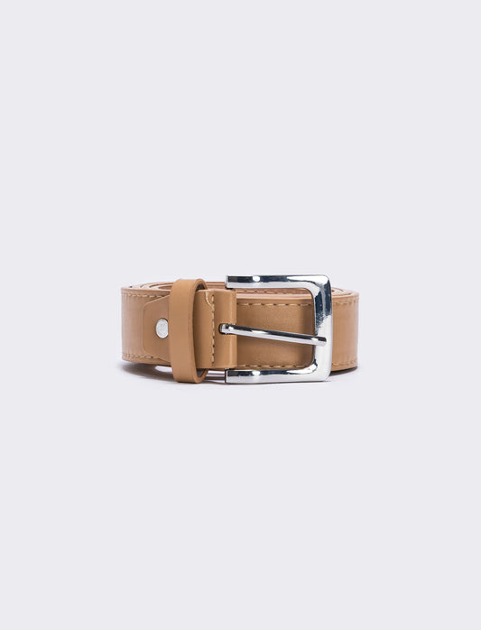 Basic men's belt elegant and versatile - Beige
