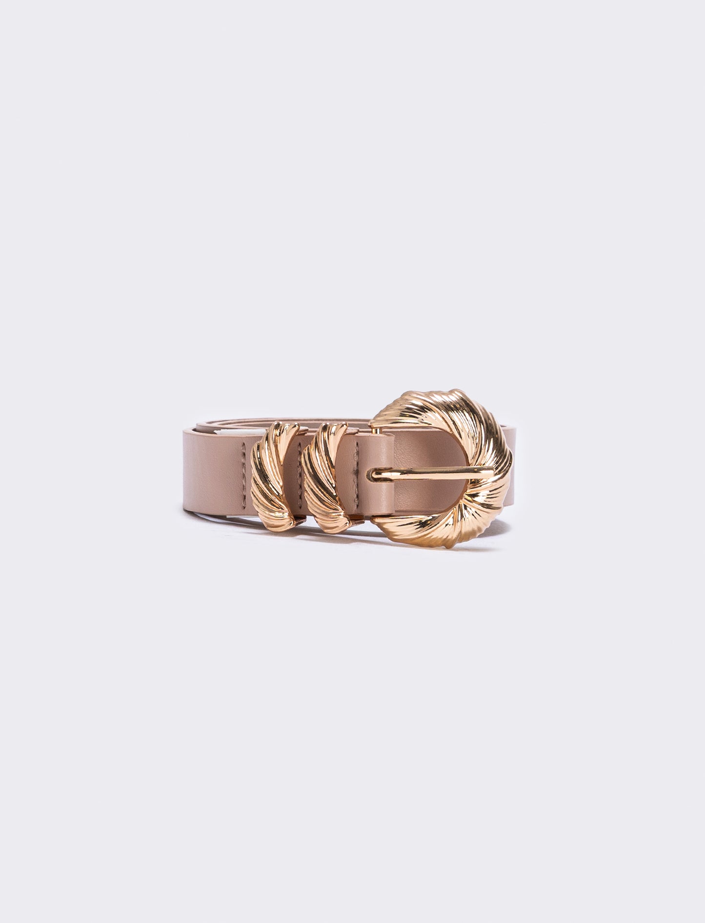 Double metal loop belt - Beige