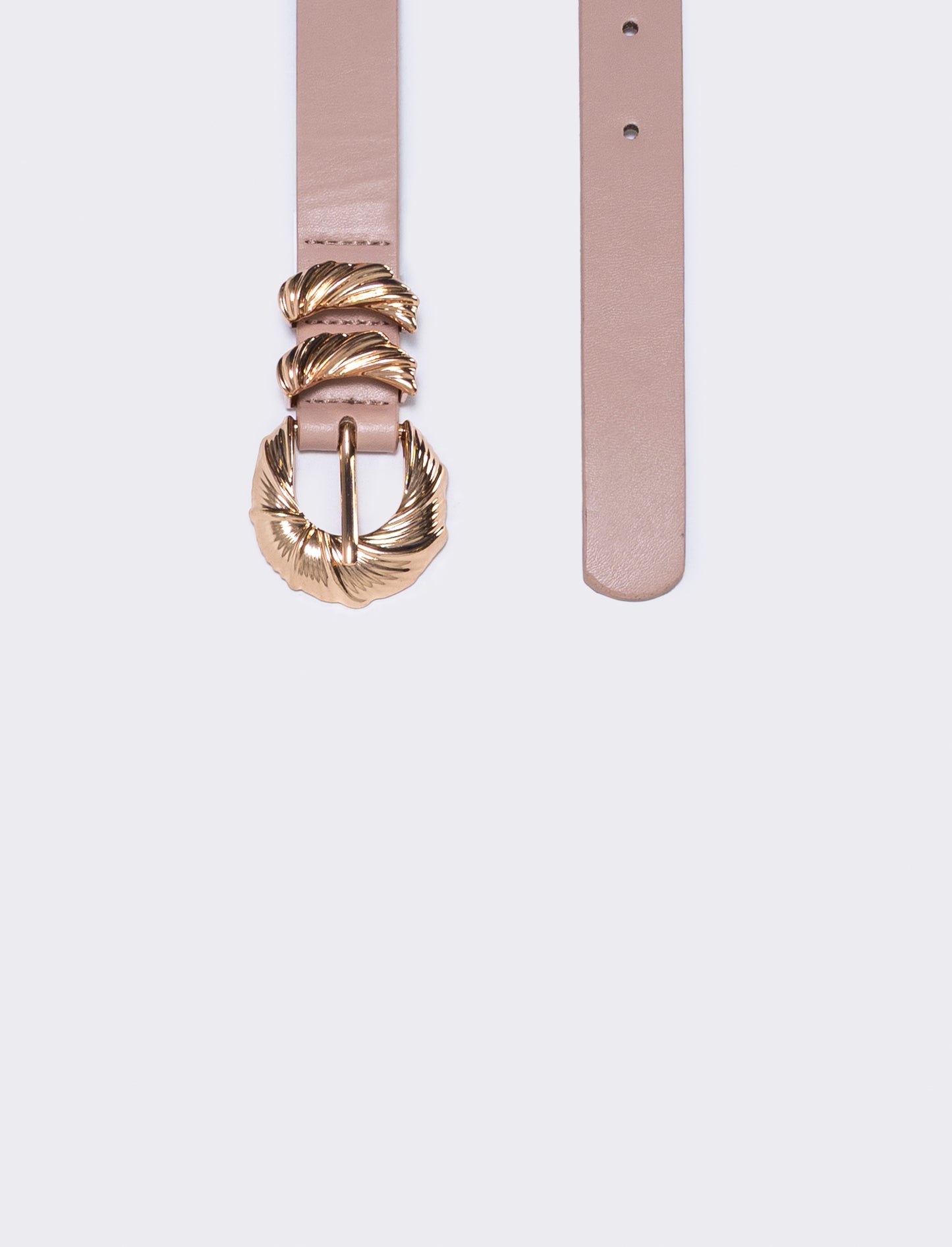 Double metal loop belt - Beige
