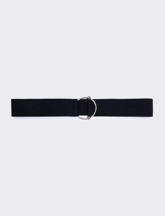Cintura elastica fibbia rotonda - Nero-argento