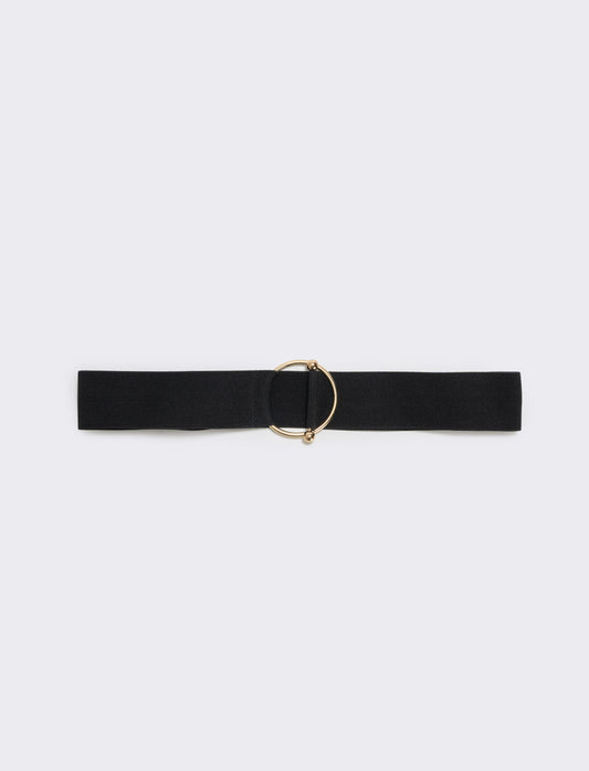 Elastic belt with round buckle - Black