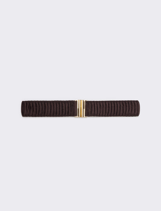 Thin Gathered Elastic Belt - Brown