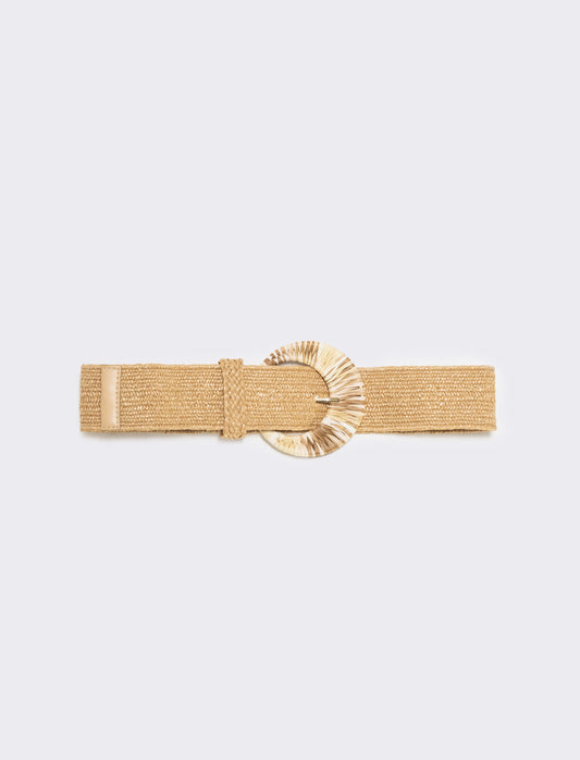 Elastic belt with straw buckle - 